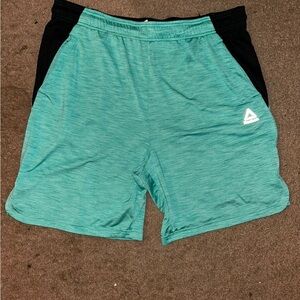 Reebok Green and Black Athletic Shorts Lightweight Moisture-Wicking